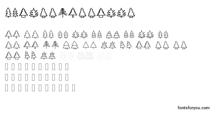 A fonte Christmastrees – alfabeto, números, caracteres especiais