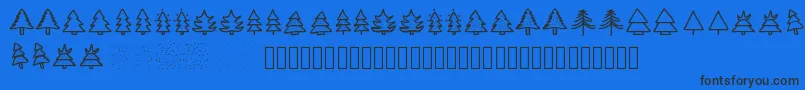 Christmastrees Font – Black Fonts on Blue Background