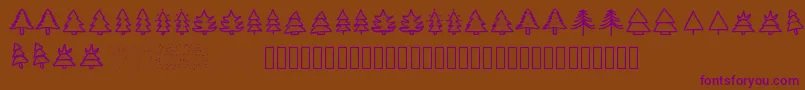 Christmastrees-Schriftart – Violette Schriften auf braunem Hintergrund