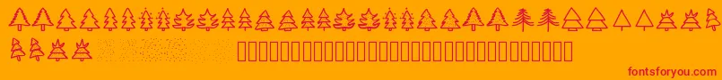 Fonte Christmastrees – fontes vermelhas em um fundo laranja