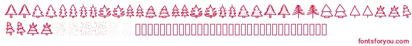 Christmastrees-Schriftart – Rote Schriften auf weißem Hintergrund