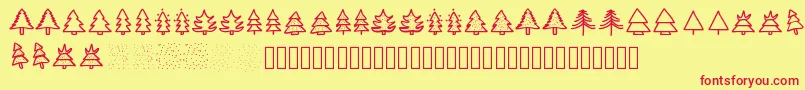 Fonte Christmastrees – fontes vermelhas em um fundo amarelo