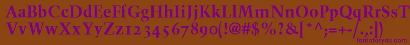 TrumpMediaevalBoldOldStyleFigures-Schriftart – Violette Schriften auf braunem Hintergrund