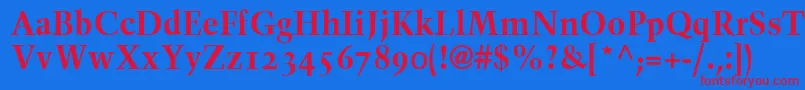 TrumpMediaevalBoldOldStyleFigures Font – Red Fonts on Blue Background