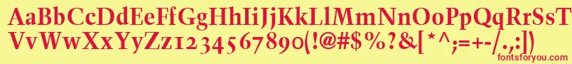 TrumpMediaevalBoldOldStyleFigures Font – Red Fonts on Yellow Background