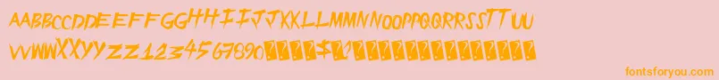 フォントEpicslash – オレンジの文字がピンクの背景にあります。