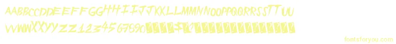 フォントEpicslash – 白い背景に黄色の文字