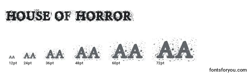 House Of Horror Font Sizes