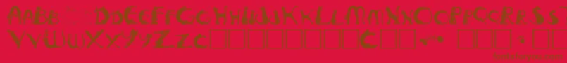 フォントPussyfoota – 赤い背景に茶色の文字