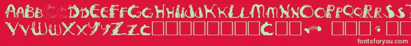 fuente Pussyfoota – Fuentes Verdes Sobre Fondo Rojo