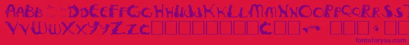 Pussyfoota-Schriftart – Violette Schriften auf rotem Hintergrund