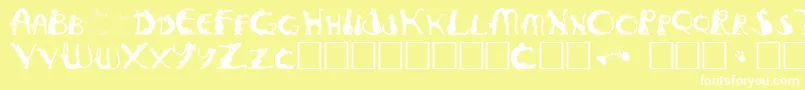 Pussyfoota Font – White Fonts on Yellow Background