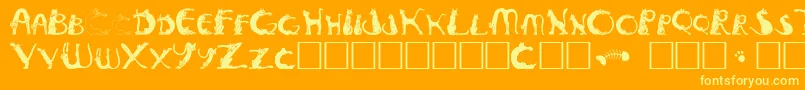 Pussyfoota-fontti – keltaiset fontit oranssilla taustalla