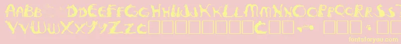 Pussyfoota-Schriftart – Gelbe Schriften auf rosa Hintergrund