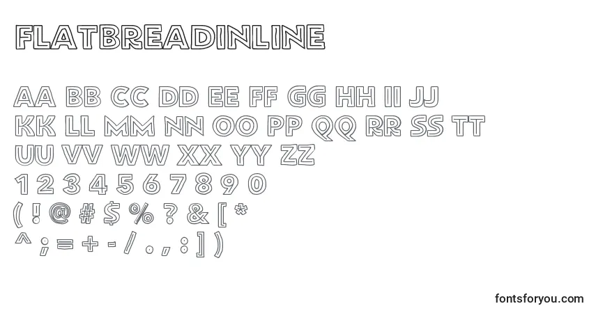 Шрифт Flatbreadinline – алфавит, цифры, специальные символы