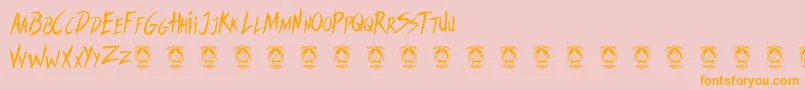 SweetRevenge-Schriftart – Orangefarbene Schriften auf rosa Hintergrund