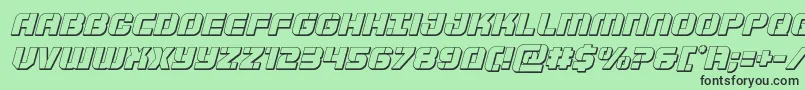 Supersubmarine3Dital-Schriftart – Schwarze Schriften auf grünem Hintergrund