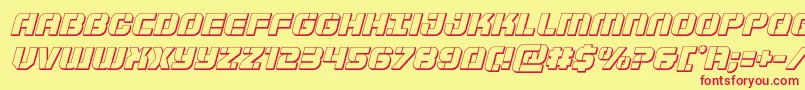 Supersubmarine3Dital-Schriftart – Rote Schriften auf gelbem Hintergrund