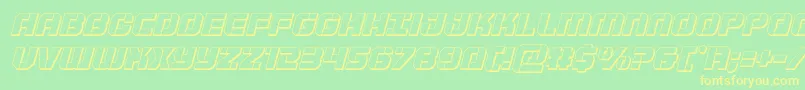 Supersubmarine3Dital-Schriftart – Gelbe Schriften auf grünem Hintergrund