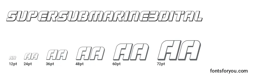 Supersubmarine3Dital Font Sizes