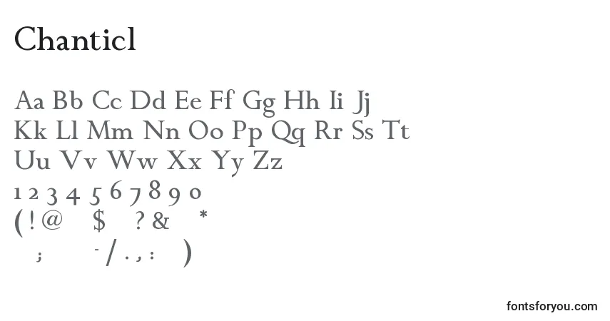 Czcionka Chanticl – alfabet, cyfry, specjalne znaki