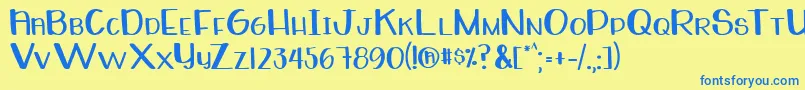 WhiteboardRegular Font – Blue Fonts on Yellow Background