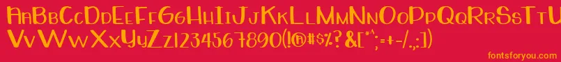 フォントWhiteboardRegular – 赤い背景にオレンジの文字