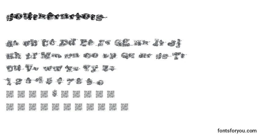 Schriftart Southernriots – Alphabet, Zahlen, spezielle Symbole