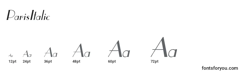 Размеры шрифта ParisItalic