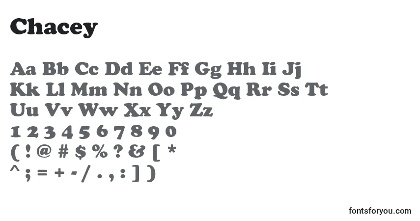 Шрифт Chacey – алфавит, цифры, специальные символы