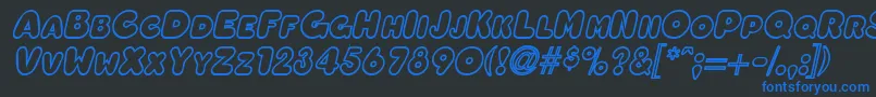 OleadaoutlinescapssskBolditalic-Schriftart – Blaue Schriften auf schwarzem Hintergrund