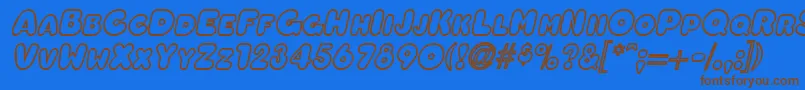 OleadaoutlinescapssskBolditalic-Schriftart – Braune Schriften auf blauem Hintergrund