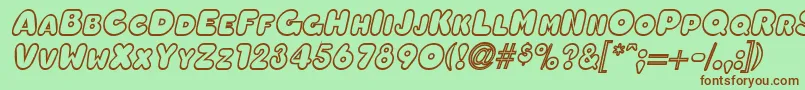 OleadaoutlinescapssskBolditalic-Schriftart – Braune Schriften auf grünem Hintergrund