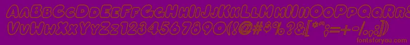 OleadaoutlinescapssskBolditalic-Schriftart – Braune Schriften auf violettem Hintergrund