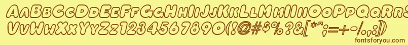 OleadaoutlinescapssskBolditalic-Schriftart – Braune Schriften auf gelbem Hintergrund