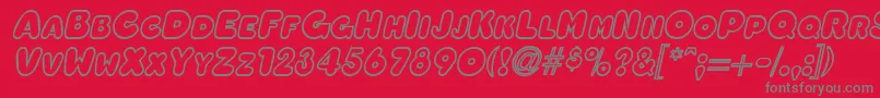 フォントOleadaoutlinescapssskBolditalic – 赤い背景に灰色の文字