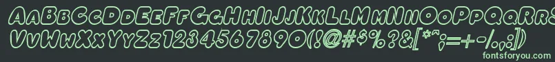 フォントOleadaoutlinescapssskBolditalic – 黒い背景に緑の文字