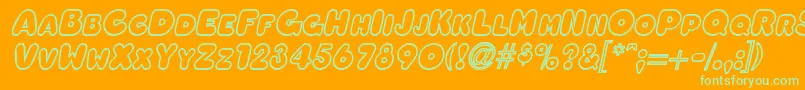 Шрифт OleadaoutlinescapssskBolditalic – зелёные шрифты на оранжевом фоне
