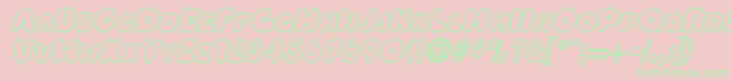 フォントOleadaoutlinescapssskBolditalic – ピンクの背景に緑の文字