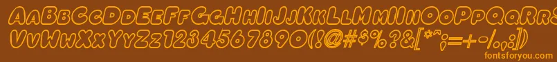 Czcionka OleadaoutlinescapssskBolditalic – pomarańczowe czcionki na brązowym tle