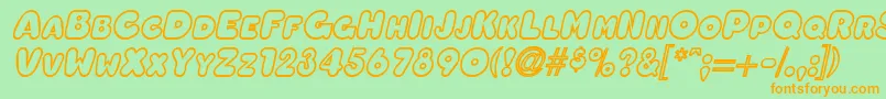 Шрифт OleadaoutlinescapssskBolditalic – оранжевые шрифты на зелёном фоне