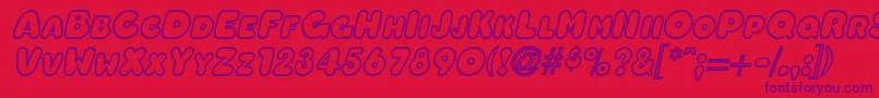 フォントOleadaoutlinescapssskBolditalic – 赤い背景に紫のフォント