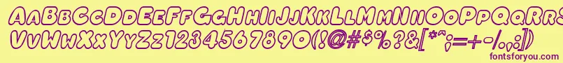 OleadaoutlinescapssskBolditalic-Schriftart – Violette Schriften auf gelbem Hintergrund