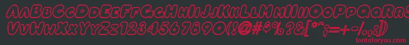 フォントOleadaoutlinescapssskBolditalic – 黒い背景に赤い文字