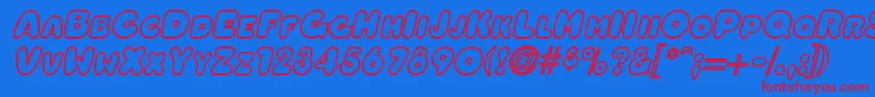 OleadaoutlinescapssskBolditalic Font – Red Fonts on Blue Background