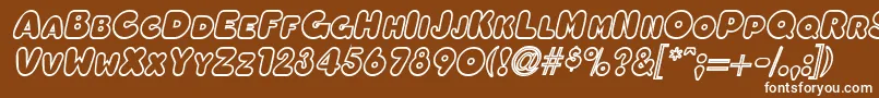 フォントOleadaoutlinescapssskBolditalic – 茶色の背景に白い文字