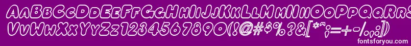 フォントOleadaoutlinescapssskBolditalic – 紫の背景に白い文字