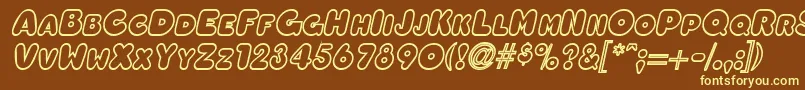 OleadaoutlinescapssskBolditalic-Schriftart – Gelbe Schriften auf braunem Hintergrund