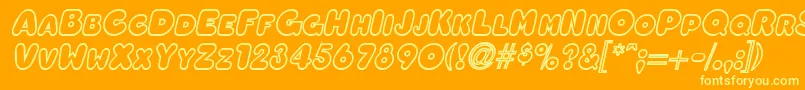 Czcionka OleadaoutlinescapssskBolditalic – żółte czcionki na pomarańczowym tle