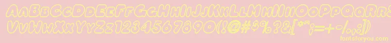 OleadaoutlinescapssskBolditalic-Schriftart – Gelbe Schriften auf rosa Hintergrund